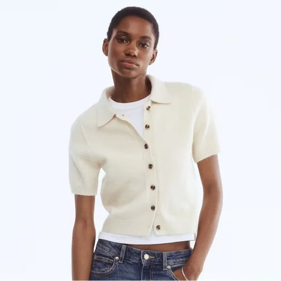 H&M Short Sleeved Cardigan with Collar - Picture 1 of 8